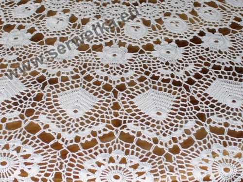 biała koronka koniakowska Ø 150 cm.
