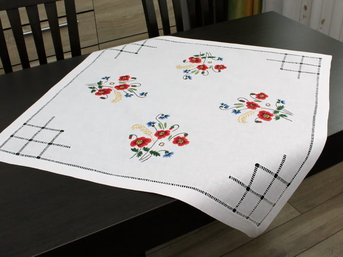 Serweta haftowana ręcznie "Maki z kłosem"