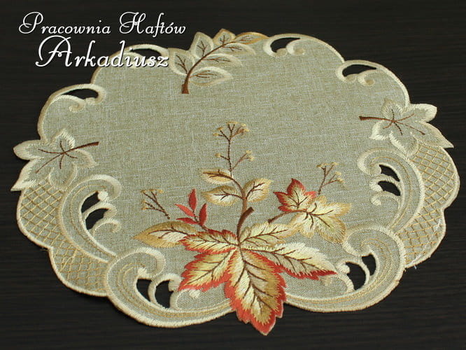 Serweta haftowana "liście" Ø 30