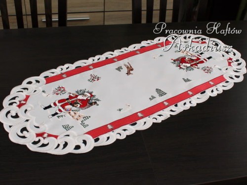 Bieżnik świąteczny haftowany "Mikołaj"