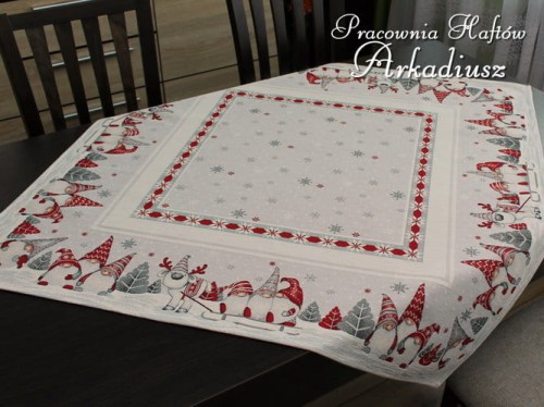 Serweta świąteczna gobelinowa 98x98 "skrzaty"