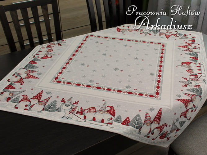 Serweta świąteczna gobelinowa 98x98 "skrzaty"