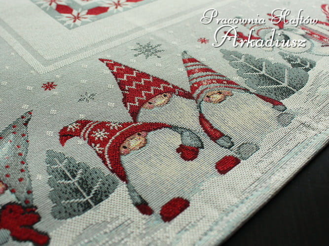 Serweta świąteczna gobelinowa 98x98 "skrzaty"