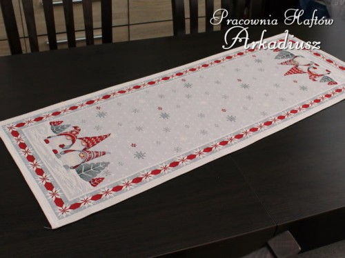 Bieżnik świąteczny gobelinowy "skrzaty" 38x100