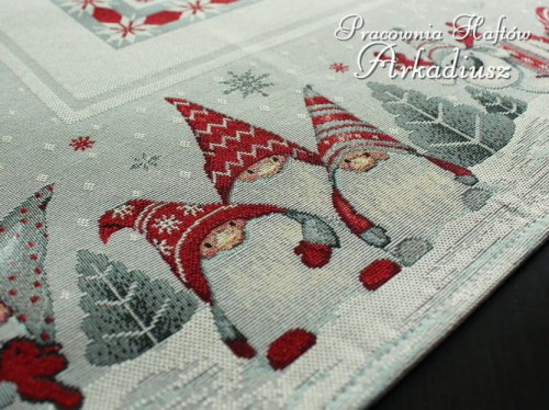 Bieżniki świąteczne gobelinowe "skrzaty"