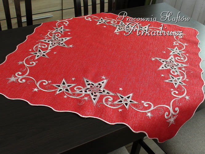 Serweta świąteczna "Gwiazdy" 85x85 czerwona