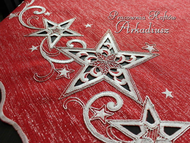 Serweta świąteczna "Gwiazdy" 85x85 czerwona