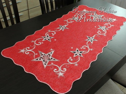 Bieżnik świąteczny "Gwiazdy" czerwony
