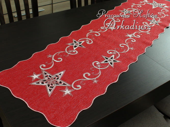 Bieżnik świąteczny "Gwiazdy" czerwony