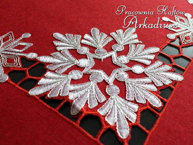 Bieżniki świąteczne "śnieżynki" czerwone