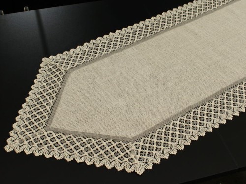 Bieżnik "Koronka len" w szpic