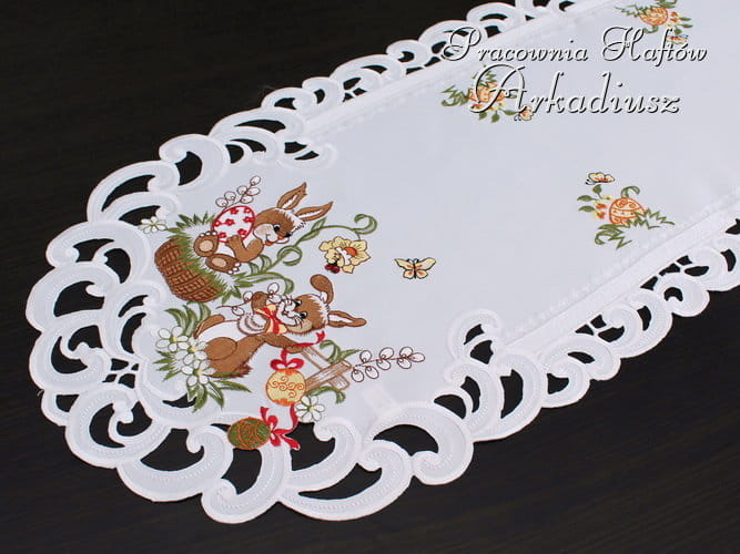 bieżniki wielkanocne "zajączki" białe 40x110