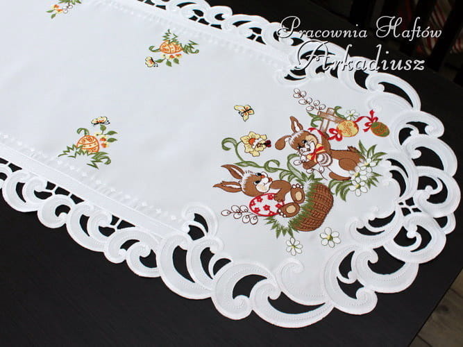 bieżniki wielkanocne "zajączki" białe 40x90