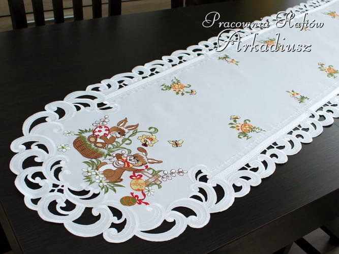 bieżniki wielkanocne "zajączki" białe 45x170