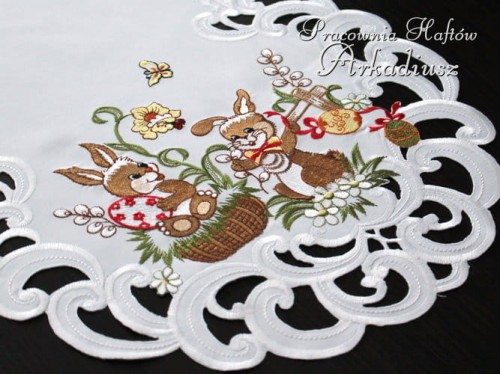 bieżniki wielkanocne "zajączki" białe