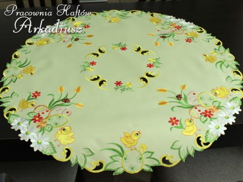 Serweta wielkanocna "pisklęta na żółtym" Ø 85cm