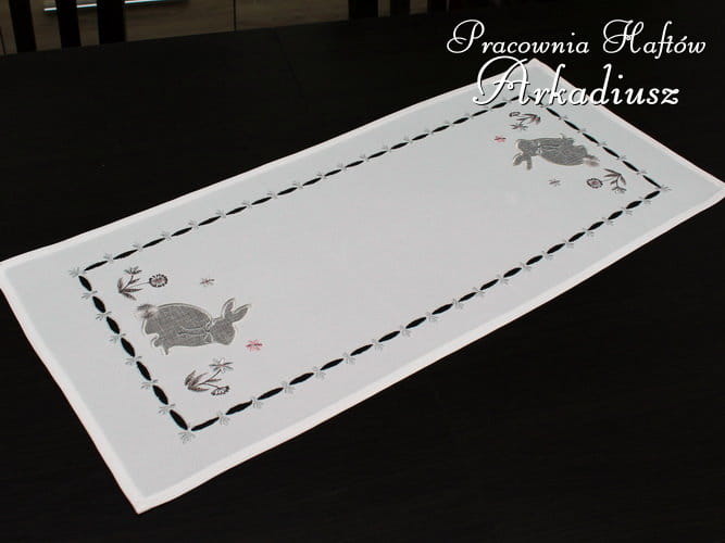 Bieżnik wielkanocny "szare zajączki" 30x70