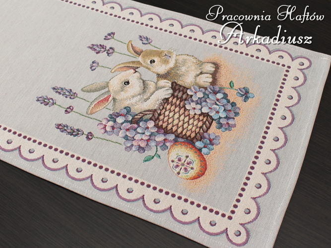 Bieżnik wielkanocny gobelinowy "Zajączki"
