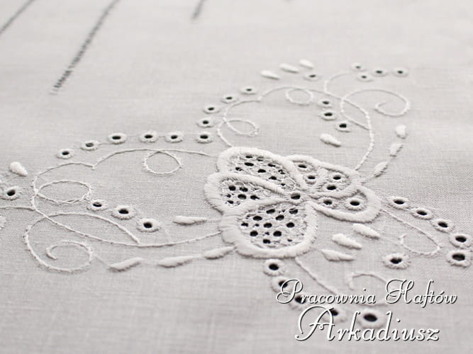 Bieżnik lniany haft ręczny makowski