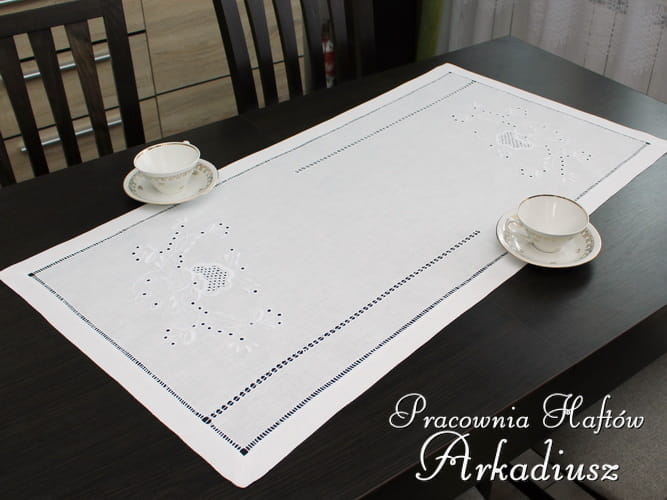 Bieżniki lniane - haft ręczny makowski