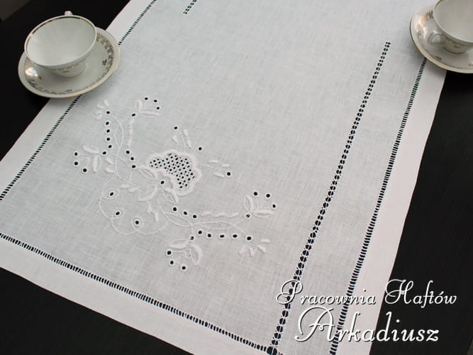 Bieżniki lniane - haft ręczny makowski