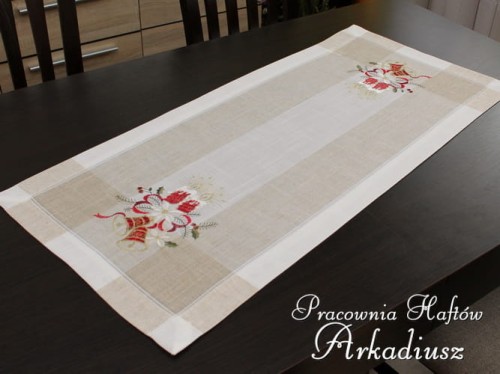 Bieżnik świąteczny "świece na lnie" 40x90