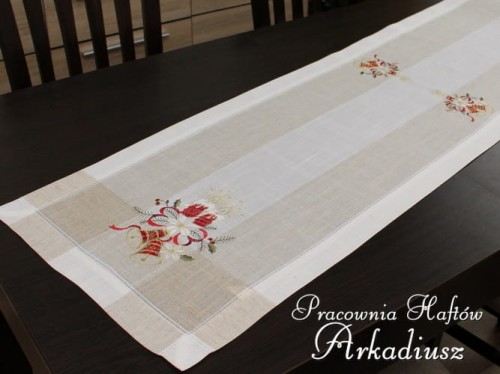 Bieżnik świąteczny "świece na lnie" 40x160