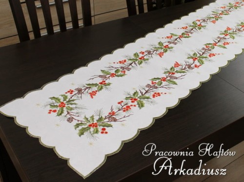 Bieżnik świąteczny "ostrokrzew"