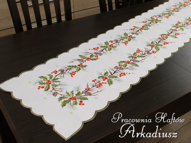 Bieżnik świąteczny "ostrokrzew"