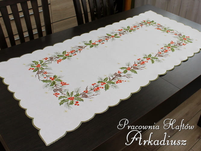 Bieżnik świąteczny "ostrokrzew" 60x120