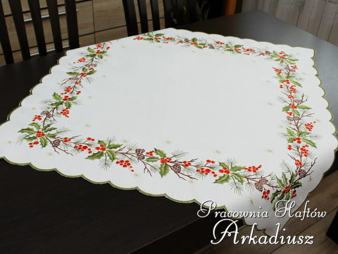 Serweta świąteczna "ostrokrzew" 85x85