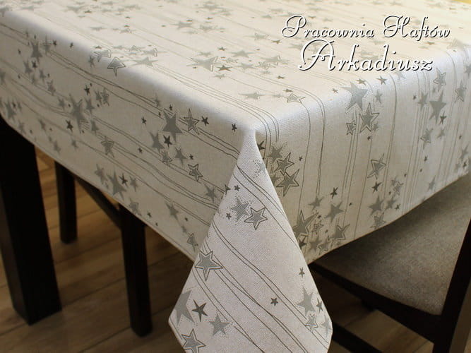 Obrus świąteczny "Szare gwiazdki"