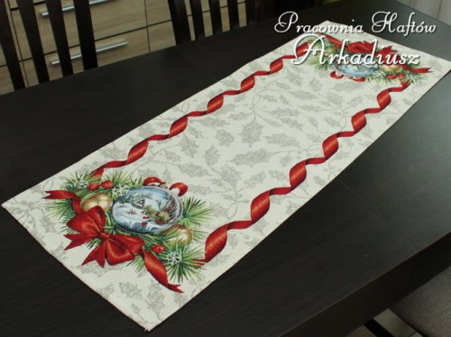 Świąteczny bieżnik gobelinowy "stroik" 38x100