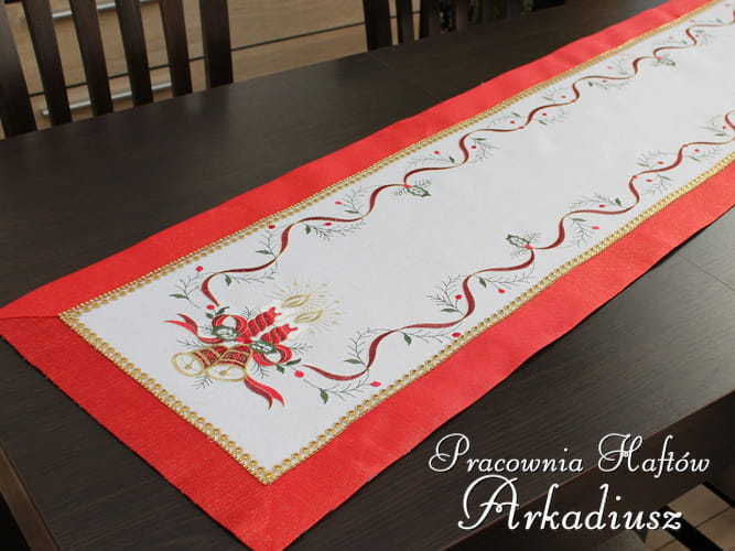 Bieżnik świąteczny "świece z cyrkoniami"  40x150