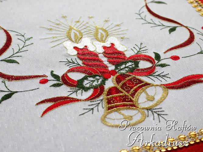 Bieżniki świąteczne "świece z cyrkoniami"