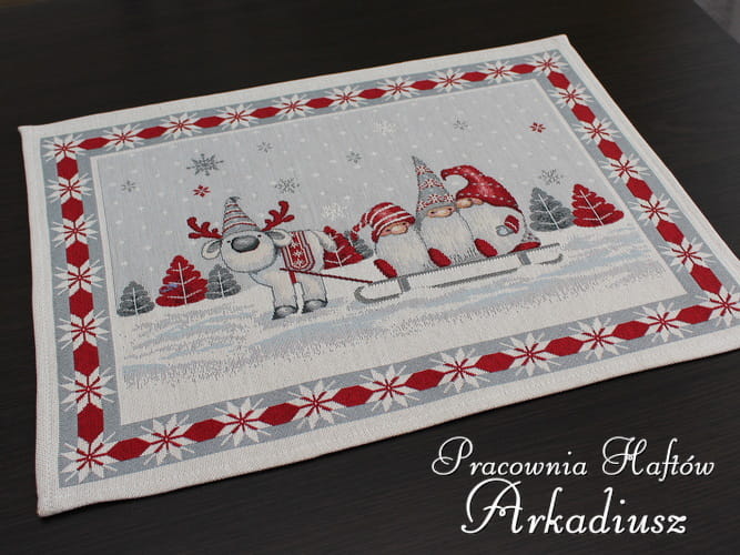 Serweta świąteczna gobelinowa "skrzaty" 40x50