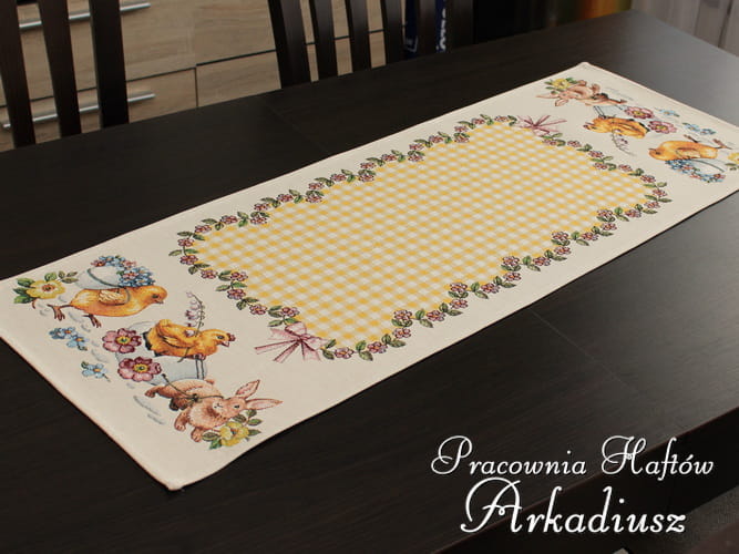 Bieżnik wielkanocny gobelin "żółta krata" 38x100