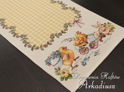 Bieżniki wielkanocne gobelin "żółta krata"