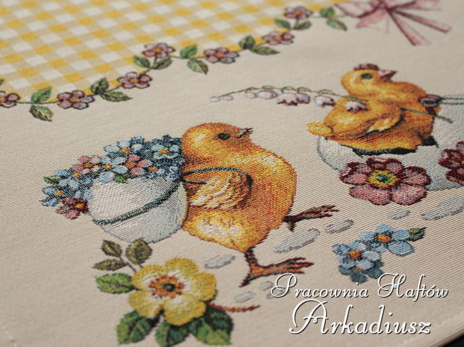 Bieżniki wielkanocne gobelin "żółta krata"