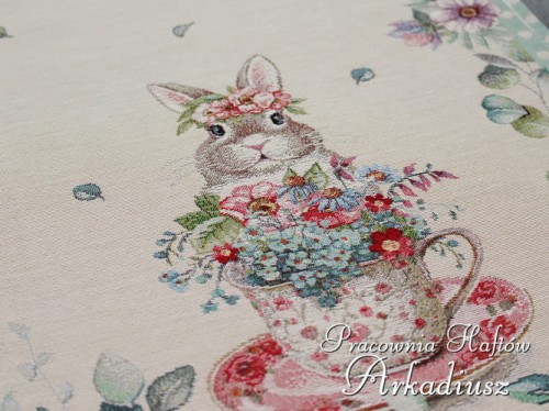 Gobelinowe bieżniki wielkanocne "seledynowe kropki"