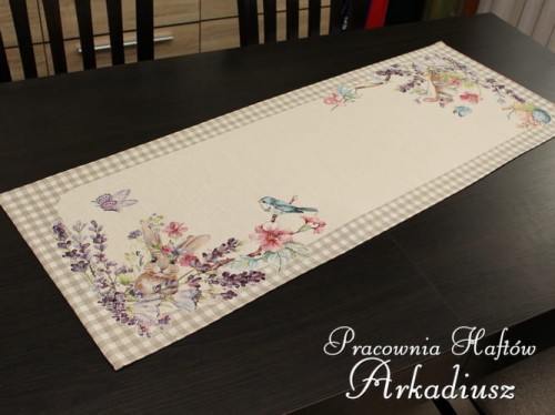 Gobelinowy bieżnik wielkanocny 38x100 "beżowa krata"
