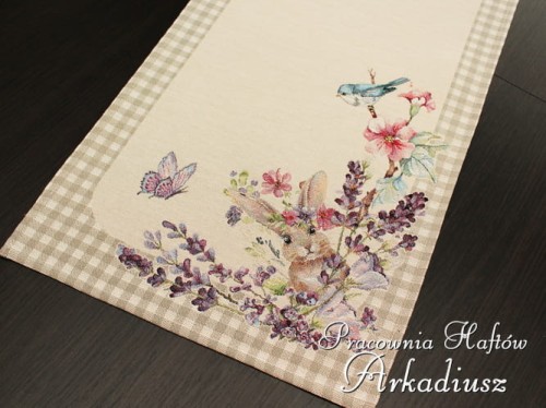 Gobelinowe bieżniki wielkanocne "beżowa krata"