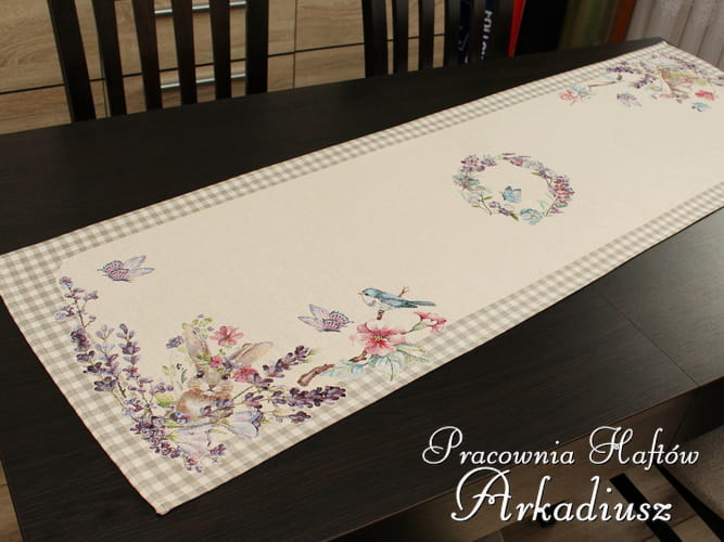 Gobelinowy bieżnik wielkanocny 42x140 "beżowa krata"