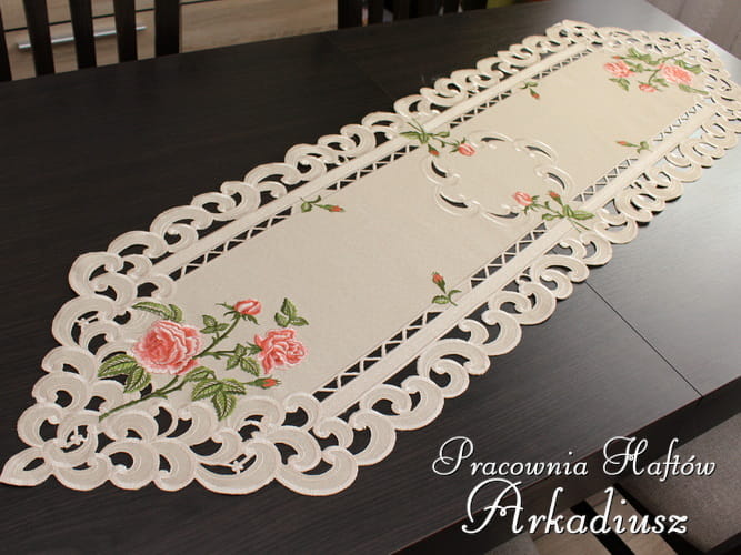 Bieżniki haftowane "Róże" 40x140