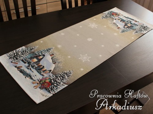 Bieżnik świąteczny gobelin "Zimowy domek" 38x100