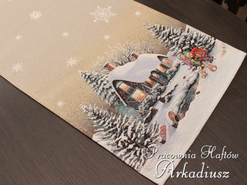 Bieżniki świąteczne gobelin "Zimowy domek"