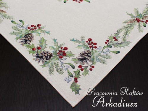 Gobelin świąteczny serweta 98x98 „zielony wianek”