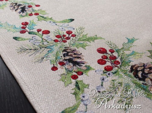 Gobeliny świąteczne bieżniki „zielony wianek”