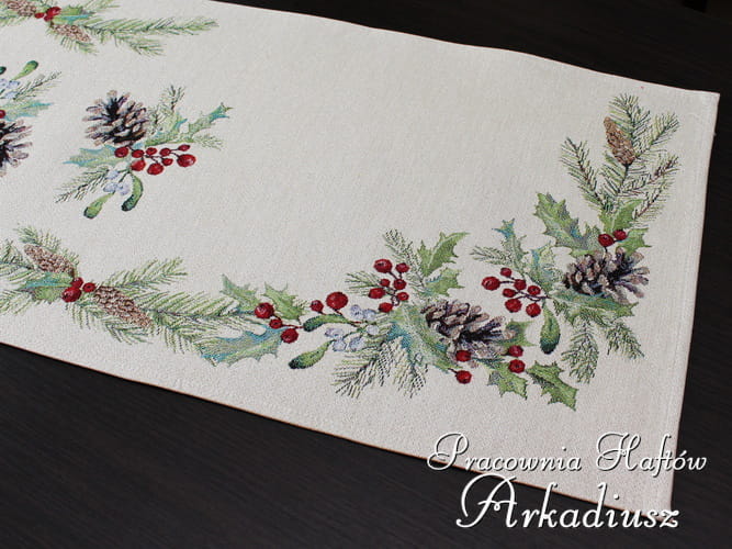 Gobeliny świąteczne bieżniki „zielony wianek”