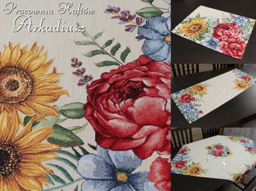 Serwety i bieżniki gobelinowe "Duże Kwiaty"